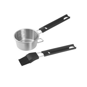 Grillmeister Grilovací stojan na kuře/žebírka / Forma na hamburgery / Sada na marinování / Poklop na hamburgery (sada na marinování)